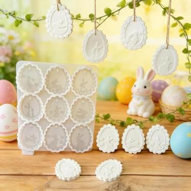 Imagem de Molde de resina de ovo de coelhinho da Páscoa, molde de vela de silicone em forma de ovo de coelho 3D, resinas epóxi, moldes para chaveiros para fundição de resina, para enfeites de Páscoa faça você
