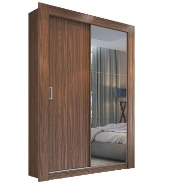 Imagem de Guarda-Roupa Solteiro Édez Aura, 2 Portas de Correr com Espelho, Nogueira, 119 cm