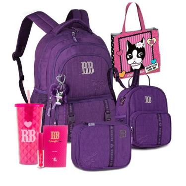 Imagem de Kit Mochila Escolar Estojo Lancheira Térmica Rebecca Bonbon, RB27006 R