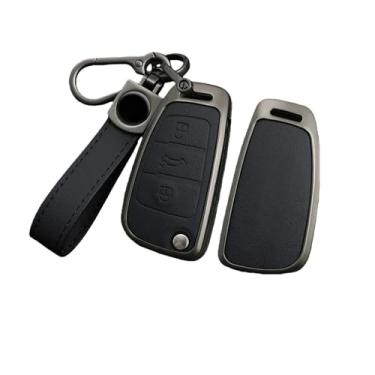 Imagem de Compatível com Audi TT TTRS 8j 8n 8s mk1 mk2 mk3 S line liga de zinco porta-chaves do carro suporte shell protetor de controle remoto acessórios para chaveiro(A-Black keyring)