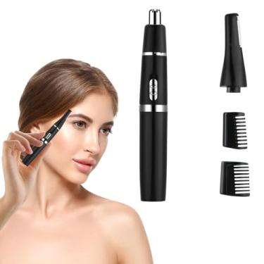 Imagem de Aparador de pelos faciais masculino sem dor na orelha do nariz - lâmina dupla para sobrancelhas e rosto, preto (bateria não incluída)
