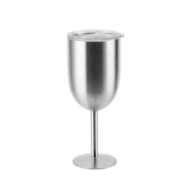 Imagem de Taça Térmica 450ml Inox Parede Dupla – Tampa Antivazamento para Gin, Vinhos e Drinks, Ideal para Praia, Piqueniques e Viagens (Prata)