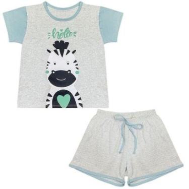 Imagem de Pijama Juvenil Look Jeans Zebra Curto - VERDE - 10-Masculino