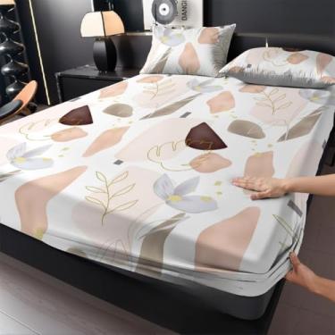 Imagem de Jogo de Lençol Listras Preto e Branco 3 Peças Percal Estampado Solteiro/Casal/Queen(Outono,SOLTEIRO 02 Peças)