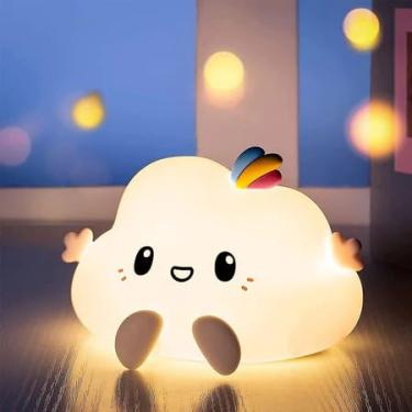 Imagem de Luminária LED Nuvem RGB Touch – Abajur Decorativo Infantil com 7 Cores, Toque Sensível, Luz Noturna Relaxante para Quarto e Ambiente Aconchegante