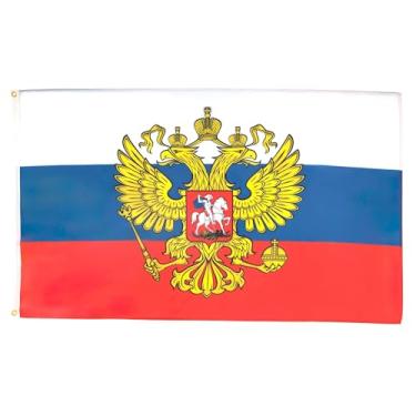 Imagem de AZ FLAG Conjunto de 10 bandeiras da Rússia com águia – 90 x 60 cm – bandeira russa 100% poliéster com ilhós de metal integrados
