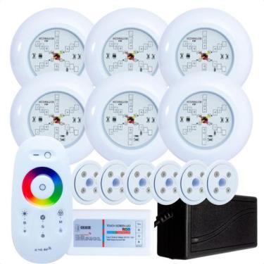 Imagem de Kit 6 Refletores Led 6w RGB ABS e Comando para Iluminação Piscina Vini