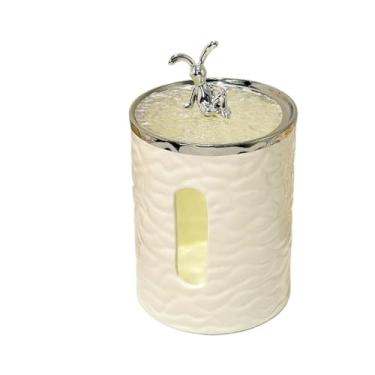 Imagem de Caixa de lenços redonda de cerâmica leve prática criativa decoração de restaurante organizador de ornamentos