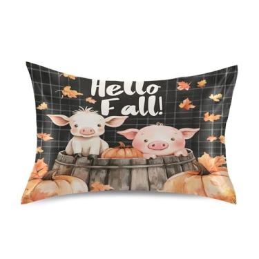 Imagem de xigua Linda fronha de cetim de vaca sentada em barril de madeira para cabelo e pele, lavável à máquina, almofada de cetim de resfriamento, capa de cama queen com fecho de envelope, 50,8 cm x 76,2 cm