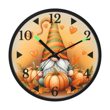 Imagem de STAYTOP Relógio de parede LED Gnomo de Ação de Graças para quarto com brilho noturno, relógios de parede silenciosos de 30 cm para decoração de sala de estar, controle de som, relógio de parede