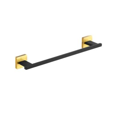 Imagem de Conjunto de acessórios de banheiro ouro preto fosco suporte de toalha de parede suporte de papel rolo anel de toalha gancho de roupão conjunto de ferragens de aço inoxidável, BG, barra de toalha