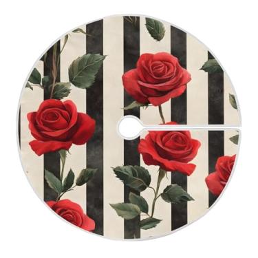 Imagem de Qilmy Saia de árvore de Natal rosa vermelha para Dia dos Namorados 90 cm, camurça para árvore de Natal, adequada para decoração de armário de escritório ou festa de férias em ambientes internos e