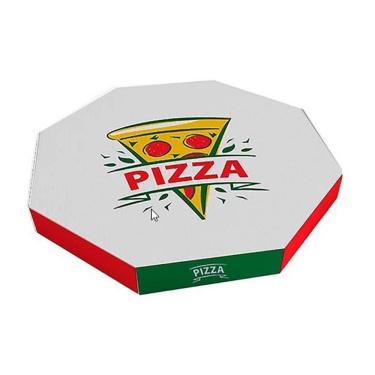 Imagem de Caixa De Papelão Branca Oitavada Pizza 25Cm Caixa Com 50