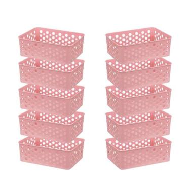 Imagem de Kit 10 Cestos Organizador Compacto Prático Design Pequeno Decorativo G