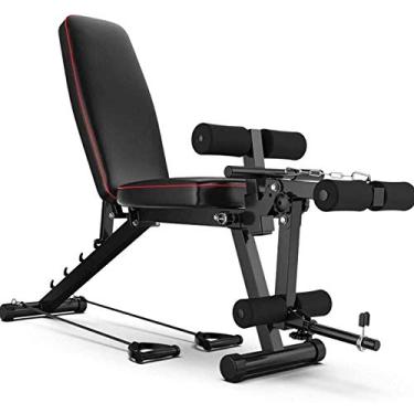 Imagem de Banqueta dobrável com halteres, banco multiuso para exercícios e exercícios, ajustável, dobrável, banco de peso para levantamento de peso, extensão de perna, para treinamento em casa, academia