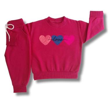 Imagem de Conjunto Moletom Infantil de Frio para Menina Grosso Peluciado Roupa d