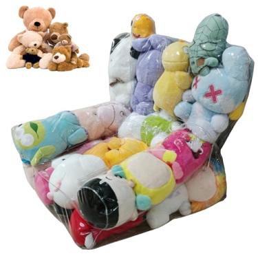 Imagem de Capa para cadeira, bolsa de feijão transparente de 35L, capa de armazenamento de saco de feijão de pelúcia impermeável, assento de brinquedo de pelúcia de PVC com zíper, organizador de brinquedos