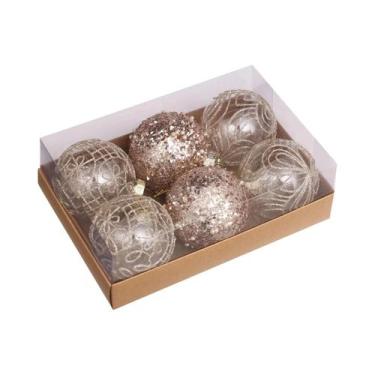 Imagem de Grandes Bolas Transparentes De Natal 6 Peças 3,15 Polegadas Bolas Plás