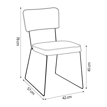 Imagem de Kit 6 Cadeiras de Jantar Decorativa Base Aço Preto Luigi PU Caramelo - Gran Belo