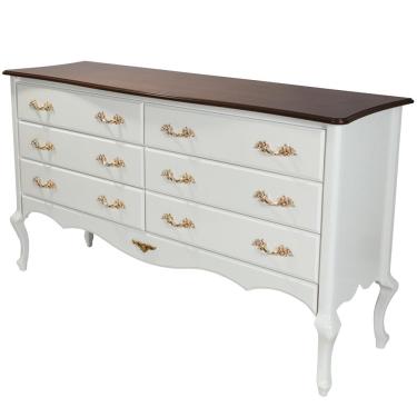 Imagem de Cômoda Decorativa Beethoven com 6 Gavetas Branco/Imbuía - Gran Belo