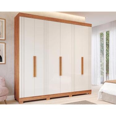 Imagem de Guarda Roupa Casal 6 Portas C/ Espelho E Pés Cecilia Cinamomo/off White - Panan