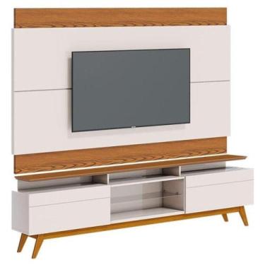 Imagem de Rack Bancada 2 Gavetas Com Nicho E Painel Para Tv Classic 2.2 Off Whit