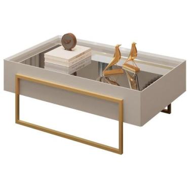 Imagem de Mesa De Centro Espelhada Para Sala De Estar Pés Industrial Malika D05 