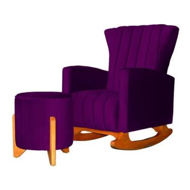 Imagem de Poltrona Com Balanço E Puff Melinda Veludo Roxo Ms Decor - Não Informa