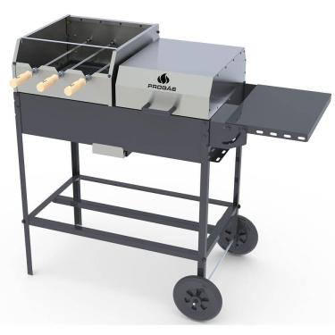 Imagem de Churrasqueira Americana Rotativa PRCA-340 Assador com Mesa Grelha Rodas Inox Bivolt Progás
