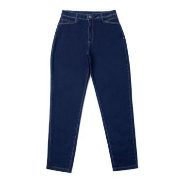 Imagem de Calça Jeans Feminina Sawary Plus Size Fly Azul Escuro, Azul escuro, 46