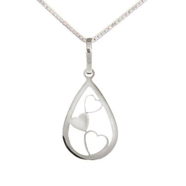 Imagem de Colar Corações em Gota Coleção Romântico Prata 925 - Sam Joias