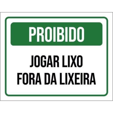 Imagem de Kit 10 Placa Acm Proibido Jogar Lixo Fora Lixeira 18X23 - Sinalizo