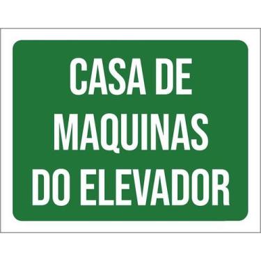 Imagem de Kit 10 Placa Acm Casa Máquinas Elevador Verde 18X23 - Sinalizo