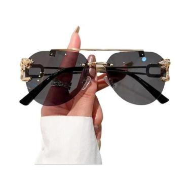 Imagem de Óculos de sol sem aro de luxo feminino, óculos vintage, tons grandes, 
