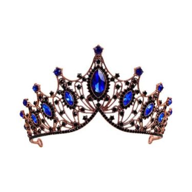 Imagem de Coroas Vintage Barrocas De Cristal Preto Com Strass, Tiara De Princesa
