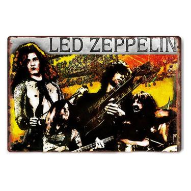 Imagem de Placa de decoração de parede Led Zeppelin Vintage Rock Metal 20x30cm