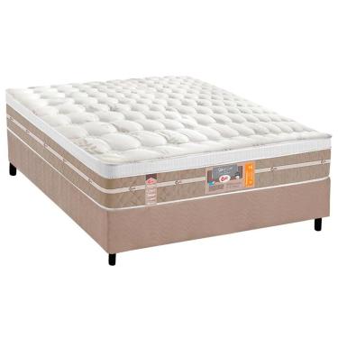 Imagem de Cama Box Casal: Colchão Molas Pocket Ensacadas Castor Silver Star Air + Base CRC Suede Clean (138x188)