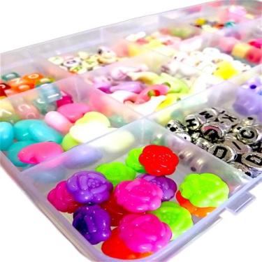 Imagem de Estojo De Miçanga Infantil Pulseira Colar Ursinho Colorido Coração Flo