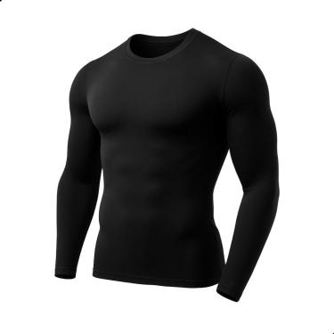 Imagem de Camiseta Térmica Manga Longa Básica Proteção UV Dry Lisa Tradicional Poliéster Treino-Unissex