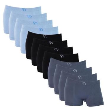 Imagem de Kit 12 Cuecas Boxer RP Menino Infantil Microfibra Elastano, 4 azul, 4 