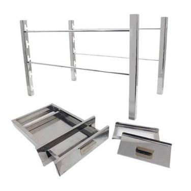Imagem de kit suporte 80cm com gaveta inox 430 para churrasqueiras - INOX LAURIN