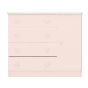 Imagem de Cômoda Infantil Sapateira 4 Gavetas Doce Sonho Rosa - Qmovi