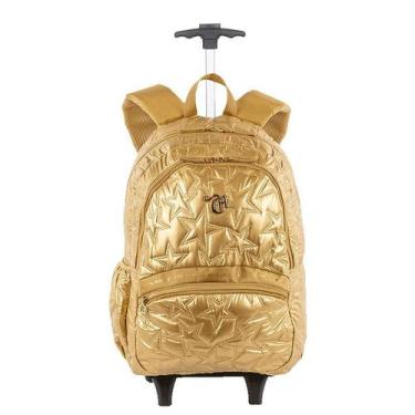 Imagem de Mochila Carrinho Externo Capricho Estrelas - Dourado, Dourado