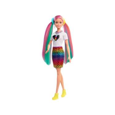 Imagem de Boneca Articulada Barbie Leopard Rainbow Hair Style - Animal Print Col