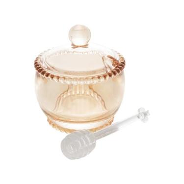Imagem de Meleira De Cristal Com Colher Pearl 10x8x7Cm Âmbar Wolff