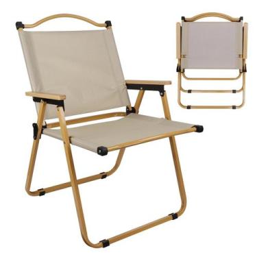 Imagem de Cadeira De Praia Retrô Colorida Leve com Alça - Madalozzo, Marrom clar