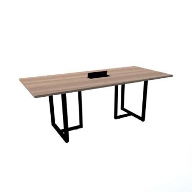 Imagem de Mesa de Reunião com Caixa de Tomada 200 x 90 cm Pé Tubular PE25 em MDP