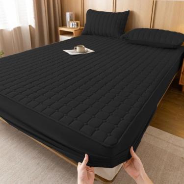 Imagem de Capa de Colchão Impermeável Box Dupla Camada Poliéster e Polipropileno Queen 01 Peça Preto OEM