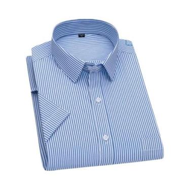 Imagem de Camisa De Algodão Slim Fit Masculina De Manga Curta Moda Casual Primav