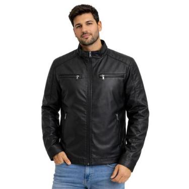 Imagem de Jaqueta Masculina Couro PU Slim Preto Cor:PretoTamanho:GG - FMF, Preto